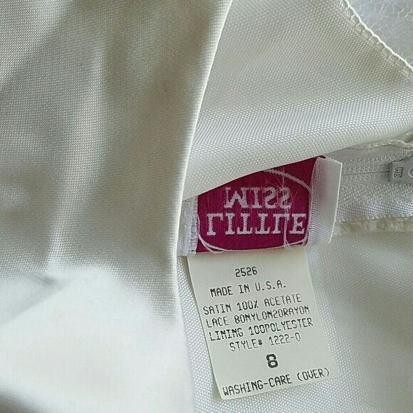 LITTLE MISS LACE DRESS MADE IN U.S.A WHITE GIRL SIZE 8 - Picture 13 of 16